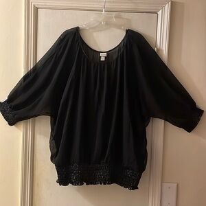Venezia black layered peasant blouse​​​